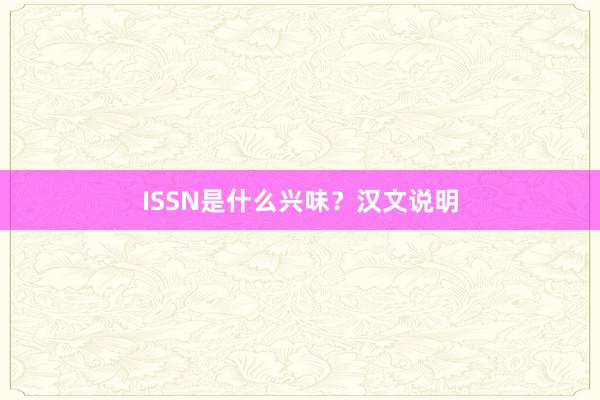 ISSN是什么兴味？汉文说明